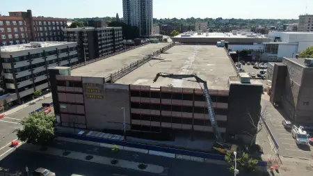 A photo of the garage prior to demolition