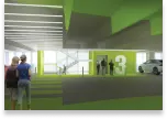 An artist rendering of the inside of the carpark